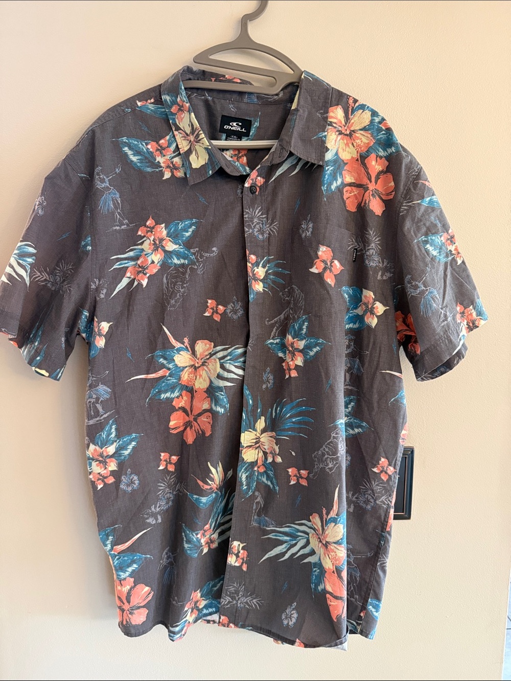 O'Neill Men's Floral Short-Sleeve Button Up Size XXL
